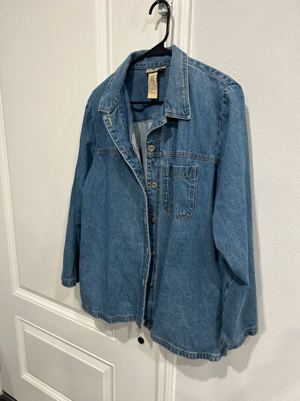Sag Harbor Sport Large Petite Denim Button-Up Jacket 100% Cotton Retro Vintage - Picture 3 of 10